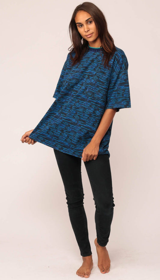 80s Tribal Print T-Shirt Unisex Southwest Graphic Tee Blue One Size