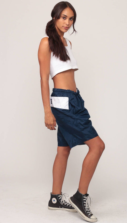 Nike 90s Basketball Shorts Navy Swoosh Spell Out Medium