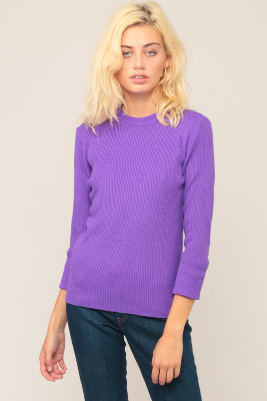 70s Purple Acrylic Knit Pullover Sweater Jumper Extra Large XL