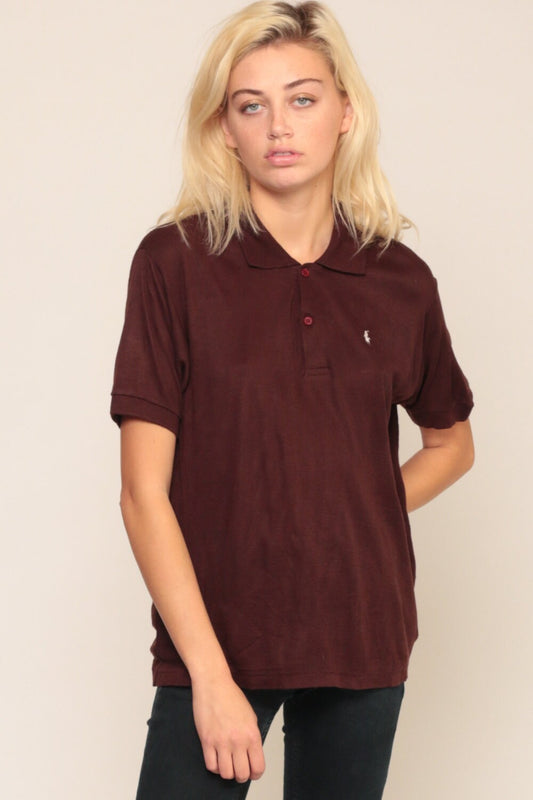 80s Ralph Lauren Polo Shirt Brown Cotton Button-Up Short Sleeve Extra Large XXL