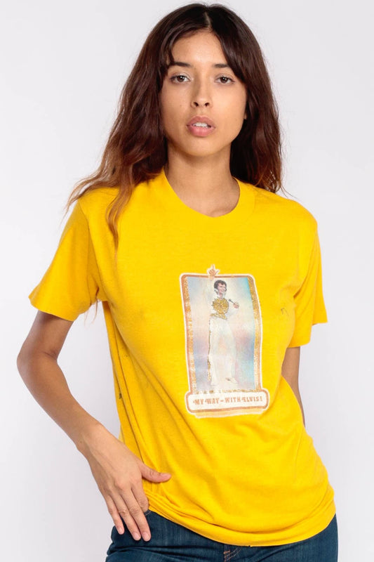 80s Elvis Presley My Way Graphic T-Shirt Cotton Unisex Extra Small