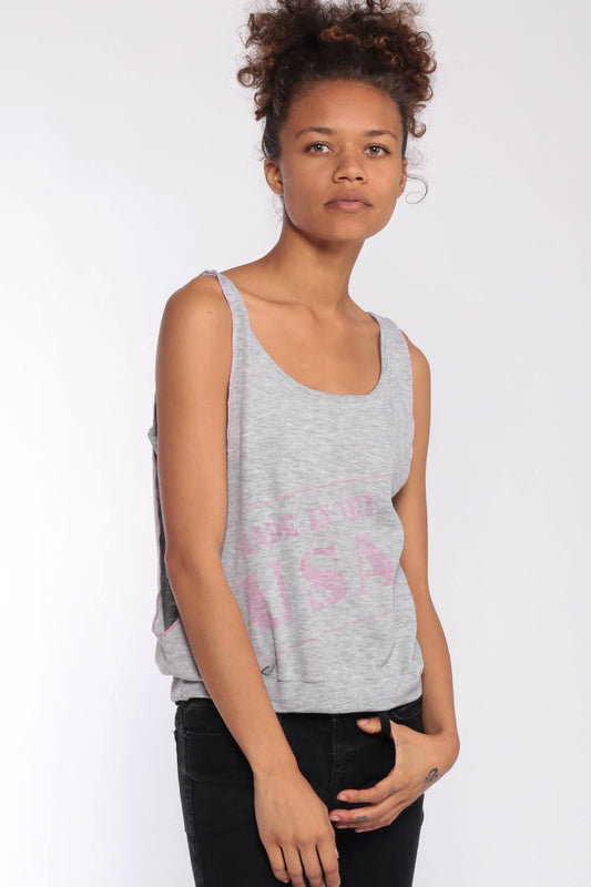 80s Made in USA Grey Tank Top Sleeveless Sweatshirt Athletic Extra Small