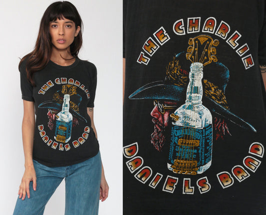 Charlie Daniels Band 70s Concert Tee Black Single Stitch Small