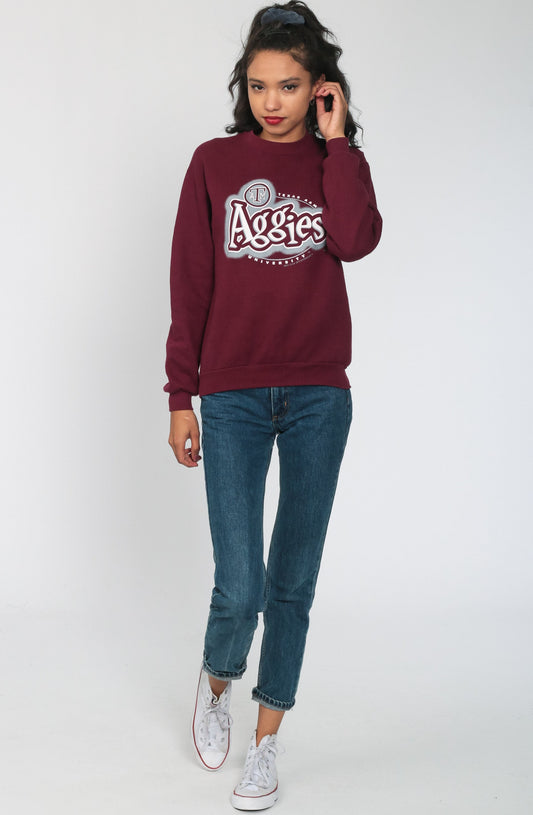 90s Texas A&M University Aggies Sweatshirt Burgundy Crewneck Small