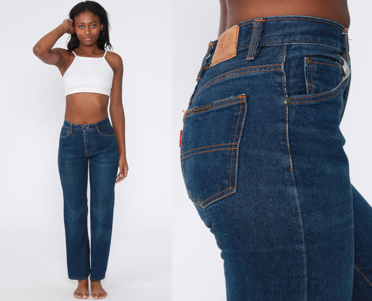 80s Big Stone Dark Blue High Waisted Bootcut Jeans Small 26