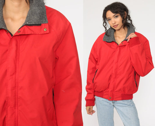 90s REI Goretex Windbreaker Jacket Red Nylon Hiking Gear Large