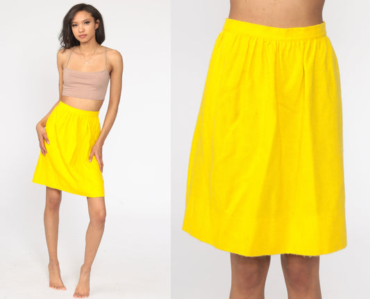 60s Yellow High-Waisted Mini Skirt Mod Preppy Extra Small