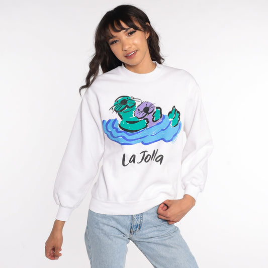 80s La Jolla San Diego Sea Otter Sweatshirt Cotton Graphic Crewneck Small