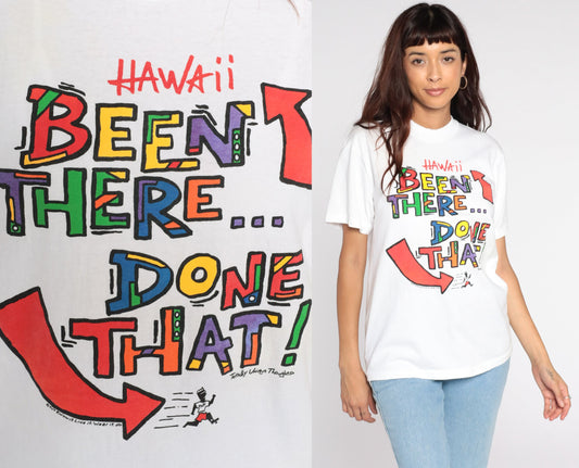 90s Hawaii Graphic T-Shirt Been There Done That Beach Tee Cotton Medium