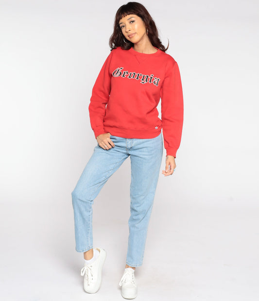 80s Russell University of Georgia Sweatshirt Red Graphic Crewneck Extra Small