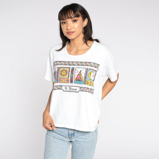 90s St Thomas Virgin Islands Celestial Palm Tree Graphic T-Shirt Extra Large