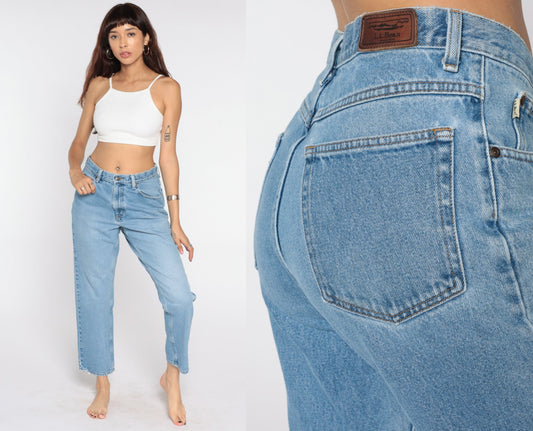 80s L.L. Bean High Waist Straight Leg Jeans Blue Denim Medium