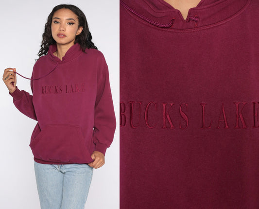 90s Bucks Lake California Sweatshirt Burgundy Crewneck Pullover Extra Large XXL