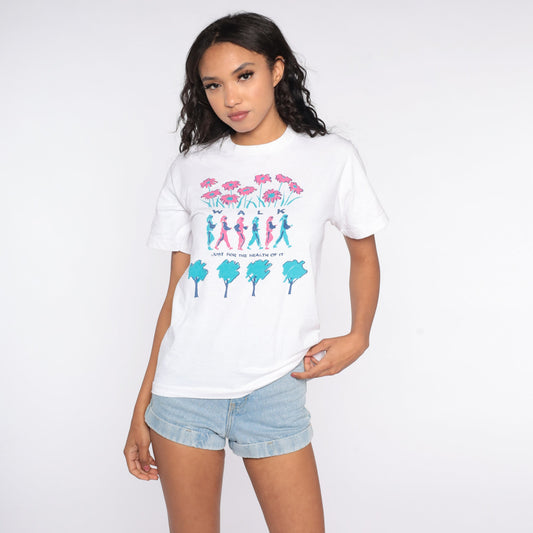 80s Walk Just For The Health Of It Graphic T-Shirt Cotton Medium