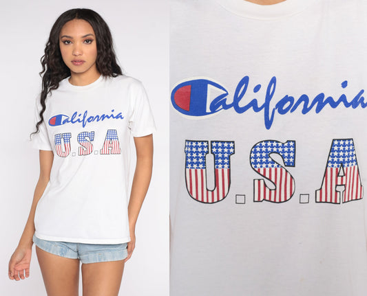 90s Champion California Graphic T-Shirt Bootleg Print Medium