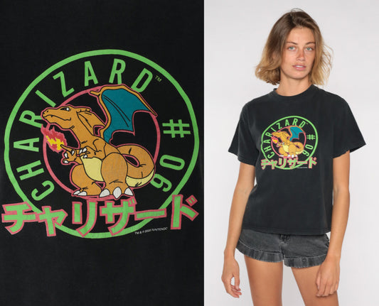 Y2K Pokemon Charizard Graphic T-Shirt Cotton Tee Medium M
