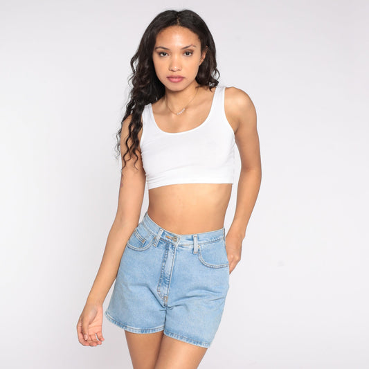 90s Ann Taylor High-Waisted Denim Shorts Blue Jean Extra Small