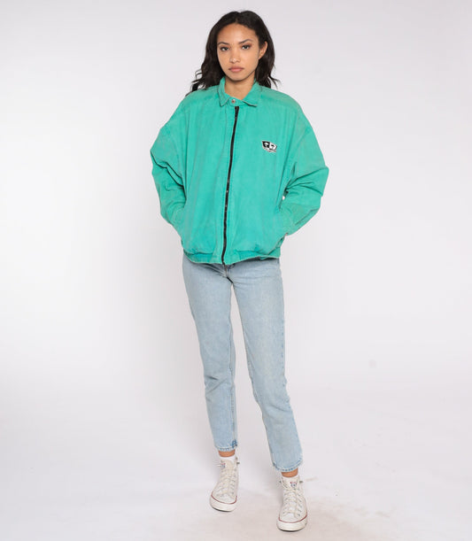 90s Local Motion Hawaii Windbreaker Jacket Green Cotton Zip-Up Medium