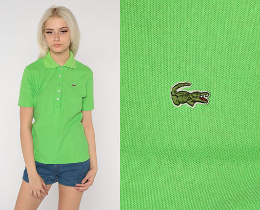 80s Lacoste Brooks Brothers Lime Green Polo Shirt Crocodile Medium