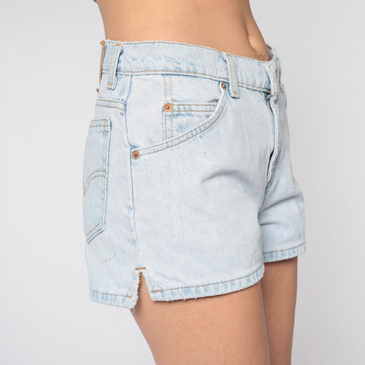 90s Levi's Light Wash Denim Shorts High Rise Jean Shorts Small Medium