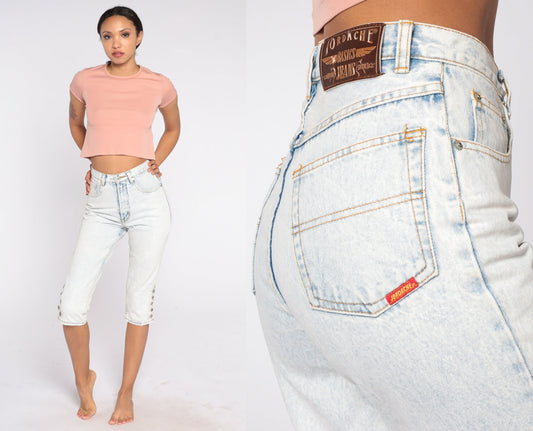Jordache Light Stone Wash Capri Jeans High Waisted Slim Fit Extra Small