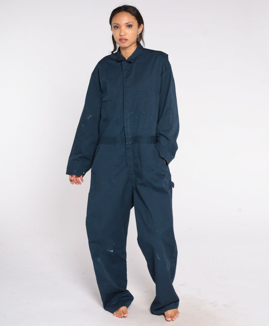 80s Sears Navy Coveralls Jumpsuit Workwear Distressed Mens XXL