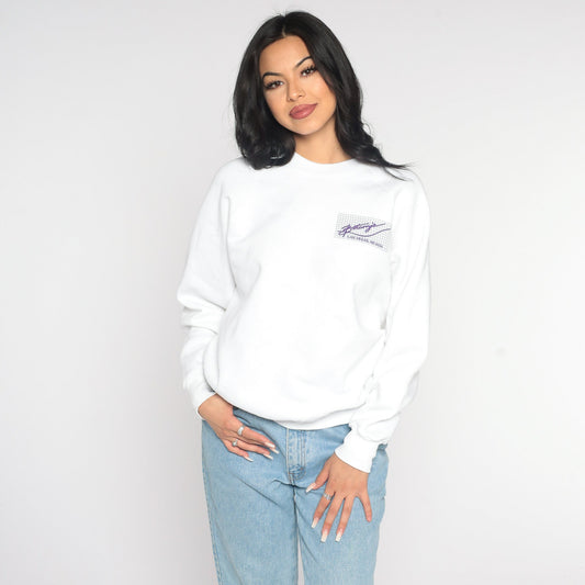 80s Botany's Las Vegas Nightclub Sweatshirt White Raglan Graphic Large