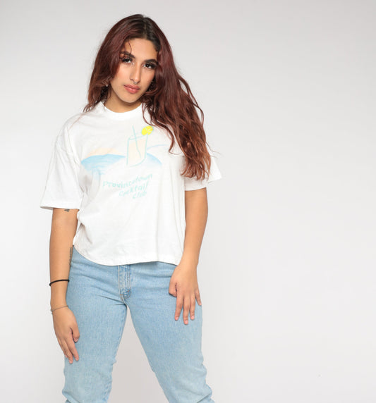 80s Provincetown Cocktail Club Massachusetts Graphic Tee White Cotton Large