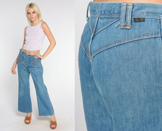 70s Wrangler High Waisted Bell Bottom Jeans Denim Flare Medium M