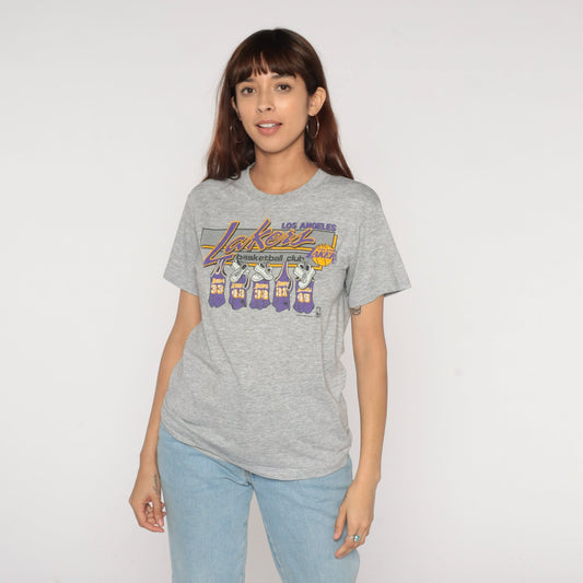80s LA Lakers Basketball Club Graphic Tee NBA Small