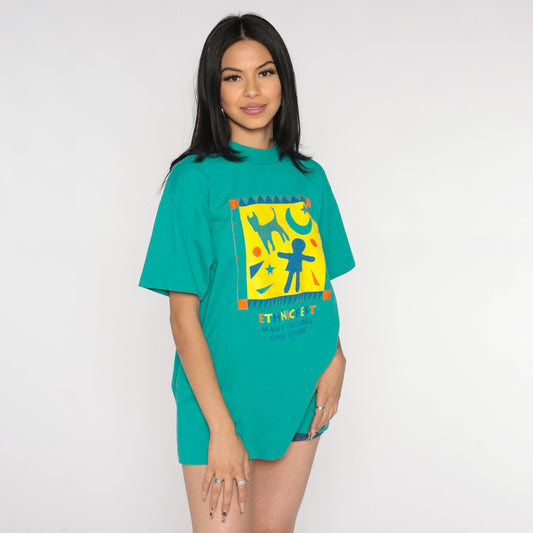 90s Ethnic Fest Tacoma Washington Graphic Tee Green Single Stitch Large L