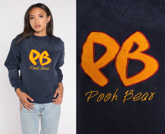00s Winnie The Pooh Disney Sweatshirt Navy Graphic Crewneck Small S
