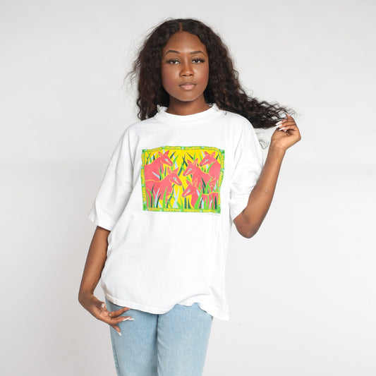 90s Kangaroo Graphic T-Shirt Australia Wildlife White Cotton Single Stitch Medium