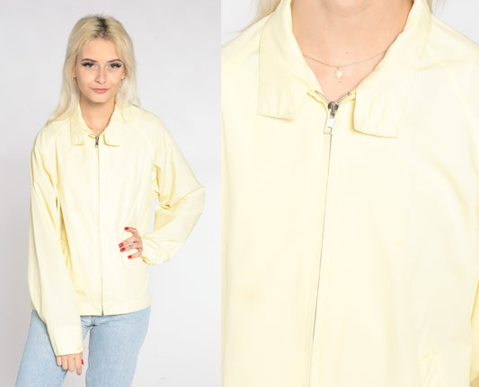 80s Sears Yellow Windbreaker Zip-Up Jacket Medium Large