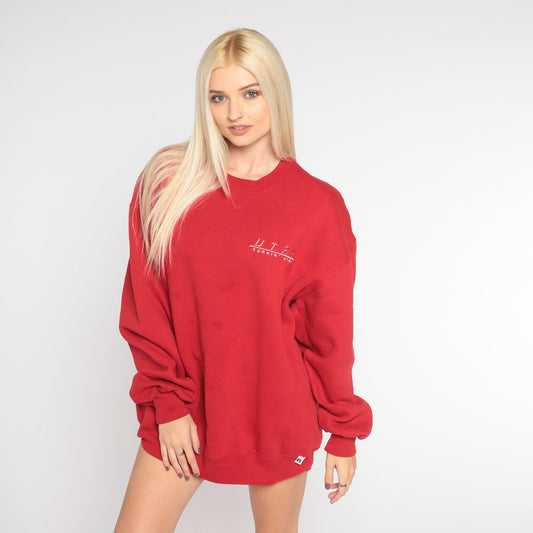 90s University of Utah Runnin Utes Sweatshirt Red Graphic Crewneck Extra Large XL