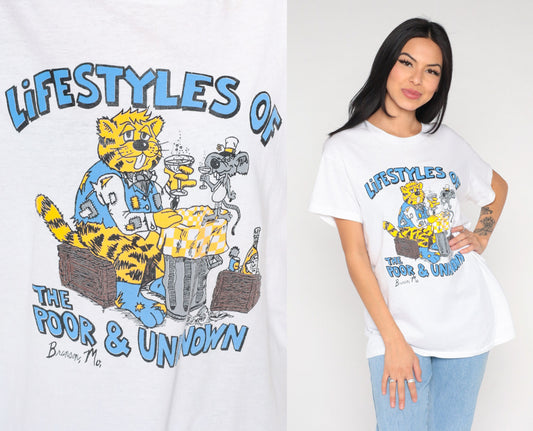 80s Lifestyles of the Poor and Unknown Cat Branson Missouri Graphic Tee Medium