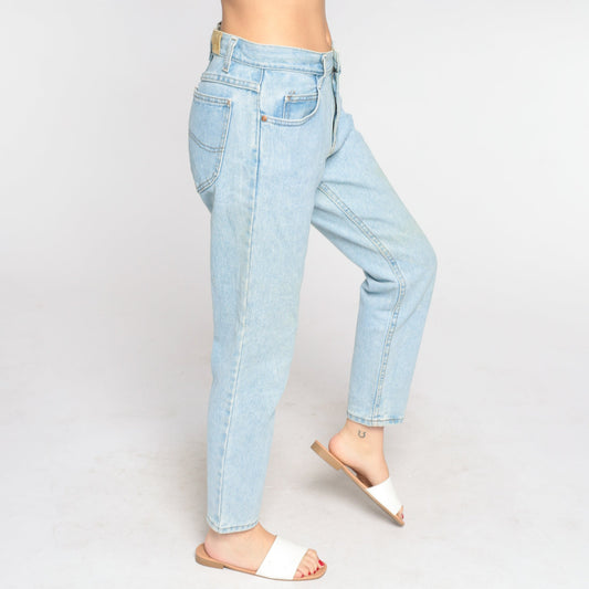 Lee Tapered Jeans 90s Light Wash Mid Rise Denim Blue Petite Medium