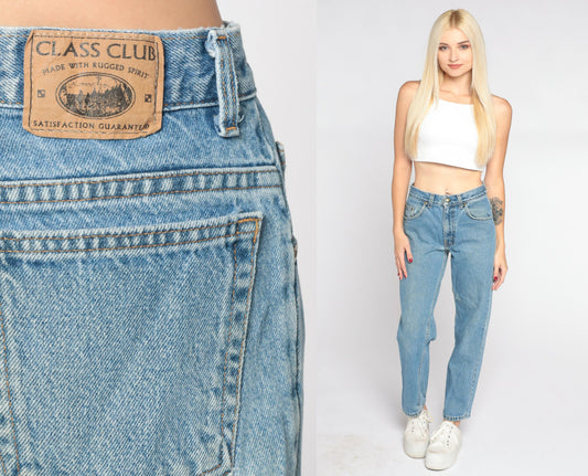 90s Class Club Mid Rise Straight Leg Jeans Blue Denim Small S