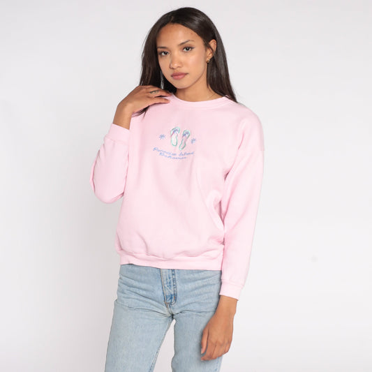 90s Paradise Island Bahamas Pink Graphic Sweatshirt Crewneck Medium