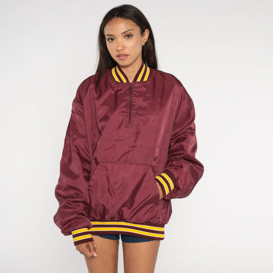 80s Special Olympics Minnesota Forest Ranger Bomber Jacket Burgundy XXL