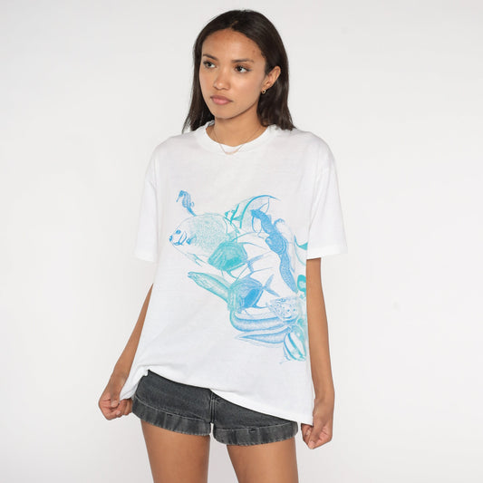 80s American Diving Headquarters Key Largo Tropical Fish Graphic Tee Small