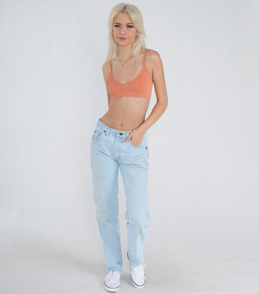 00s Wrangler Mom Jeans Tapered Light Wash Mid Rise Denim Medium 30x32