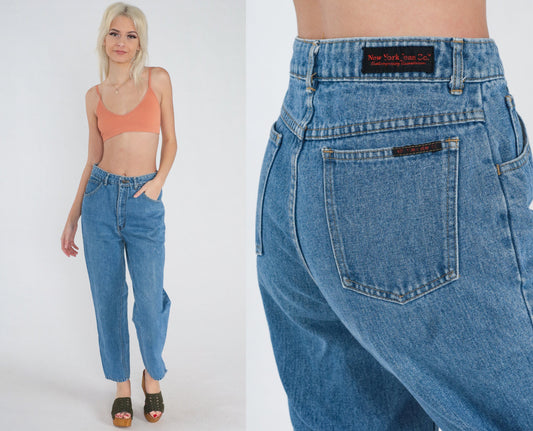 90s New York Jean Co High Waisted Straight Leg Jeans Blue Denim Small