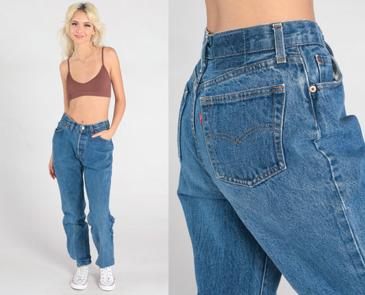 90s Levi's High Rise Relaxed Fit Jeans Blue Denim Small 28