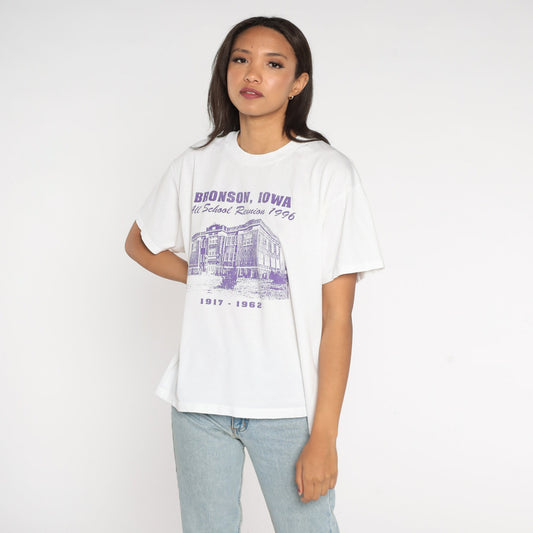 1996 Bronson Iowa School Reunion Graphic Tee White Large L