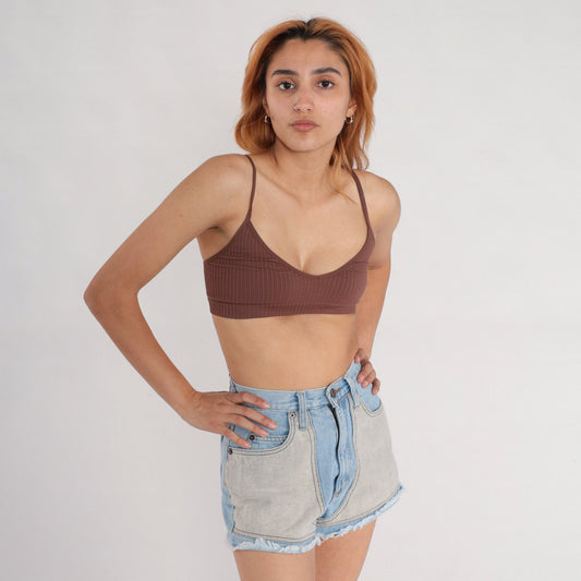 00s Lei Denim Cutoff Shorts High Rise Blue Grey Patch Y2K Extra Small