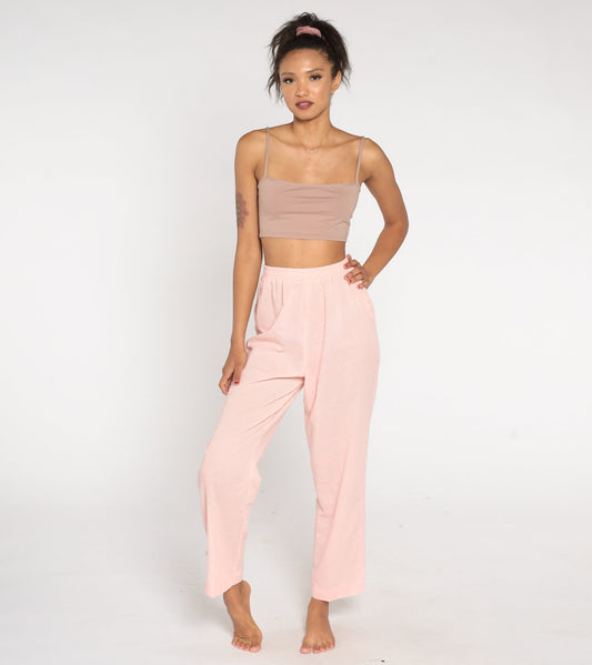 80s Baby Pink Tapered High-Waist Trousers Cotton Blend Small Medium