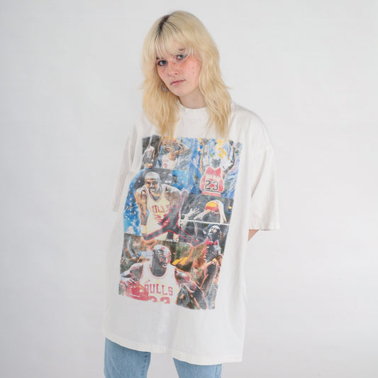90s Michael Jordan Chicago Bulls NBA Graphic Tee White Cotton XXL