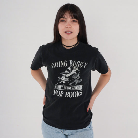 90s Hemet Public Library Graphic Tee Going Buggy For Books Small