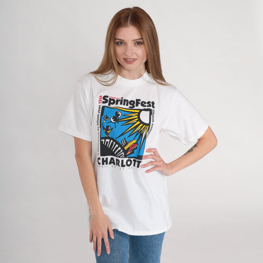 1996 Charlotte Springfest Festival Graphic T-Shirt North Carolina Single Stitch Medium